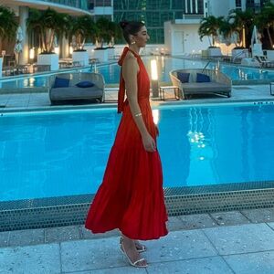 Zara Vibrant Red Evening Gown
